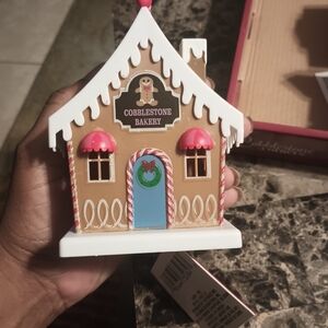 Gingerbread House Ornament - Brown and White